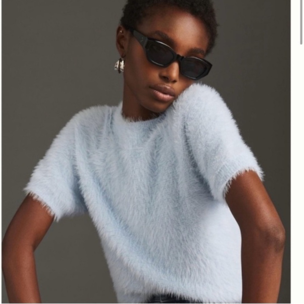 NWOT Pilcro Anthropology Light Blue Short Sleeve Sweater